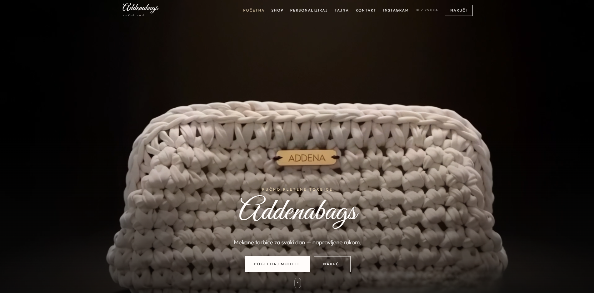 Addena Bags — prikaz web stranice