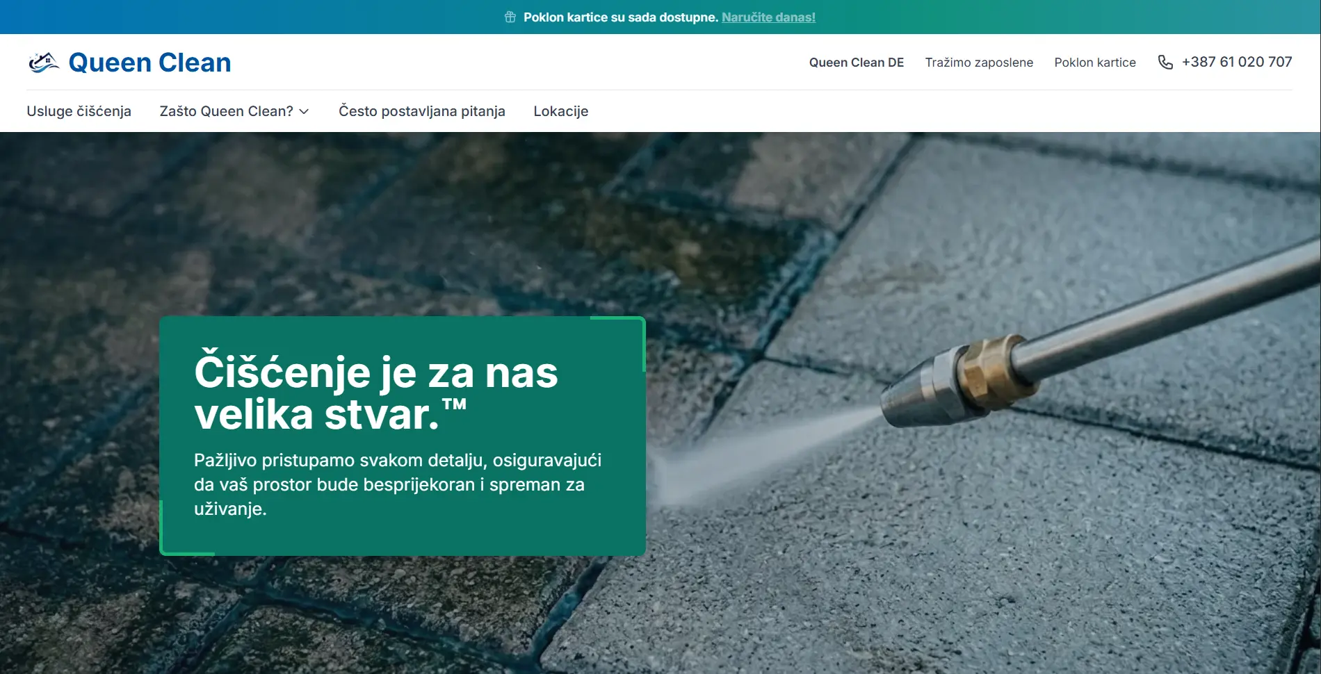 QueenClean — prikaz web stranice